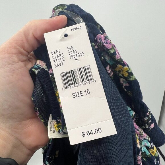 NWT Knitworks Navy Blue Floral Belted Midi Dress Girls 10 - Picture 8 of 8